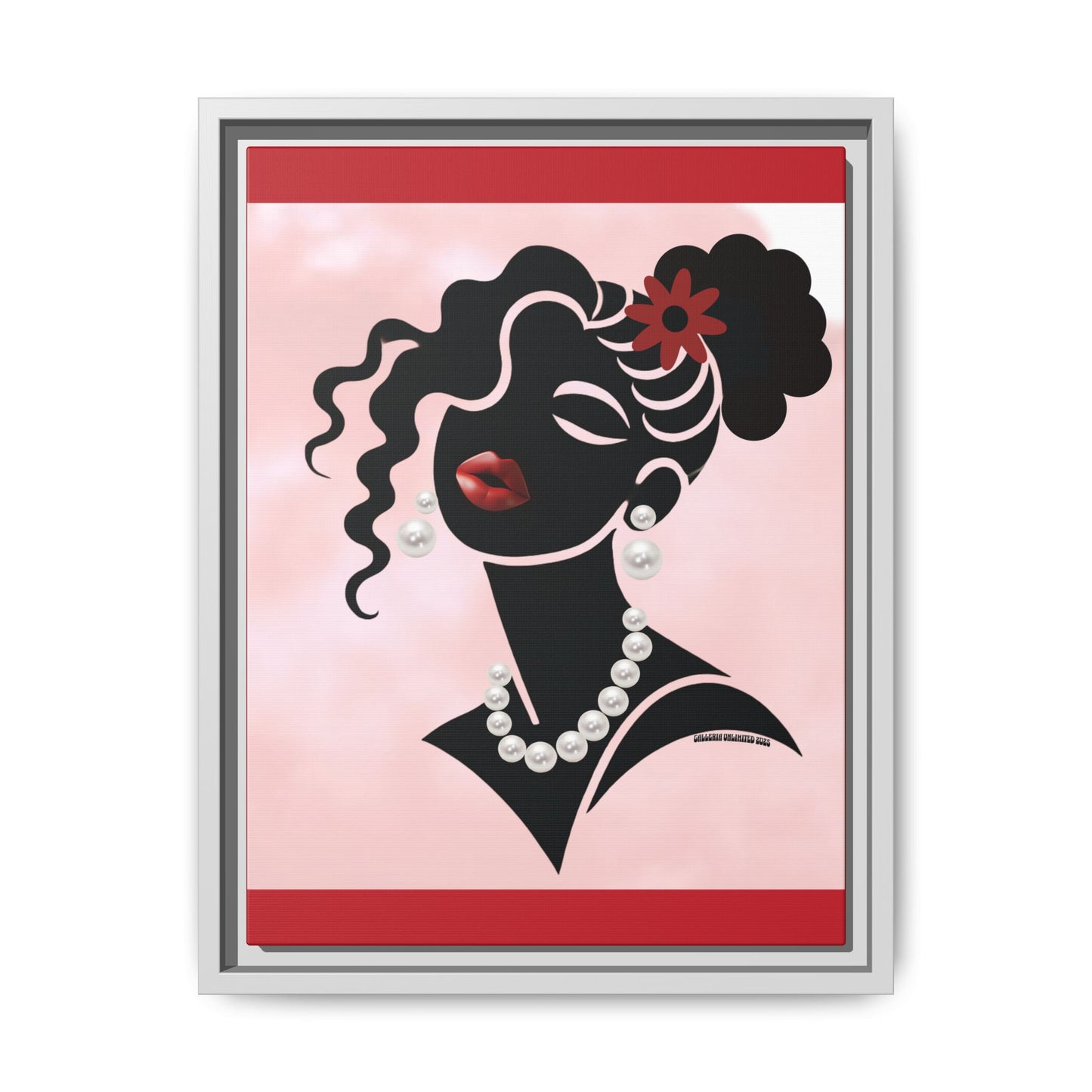 Pearls & Curls5 | Ruby Kiss - Framed Matte Canvas Art (black or white frame)