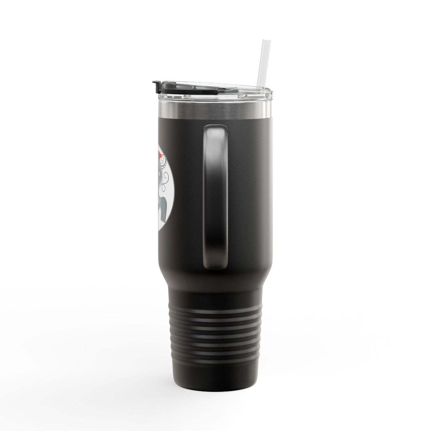 Pearls & Curls1 | Ruby Lips - Insulated Travel Mug, 40oz (black, white, or red)