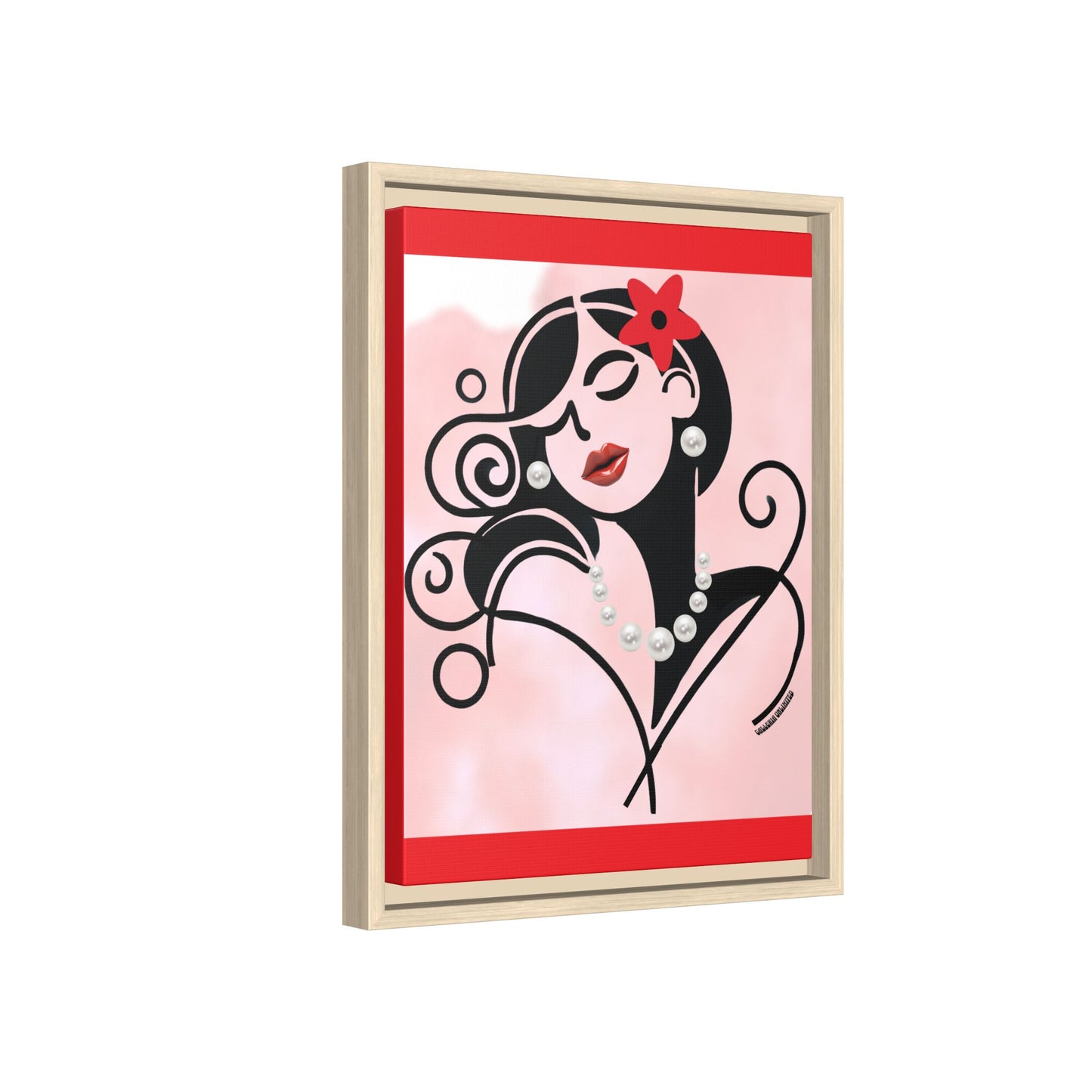 Pearls & Curls 4 | Cherry Kiss Framed Matte Canvas Wall Art (black or white frame)