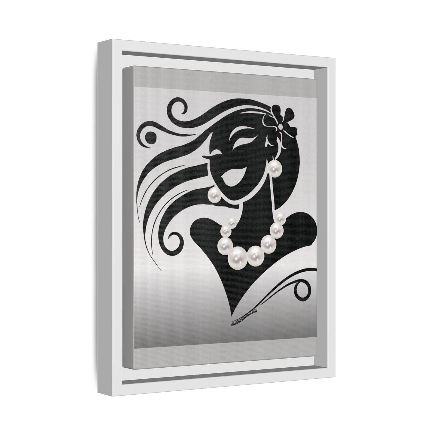 Pearls & Curls6 | Black and White - Framed Matte Canvas Art (black or white frame)