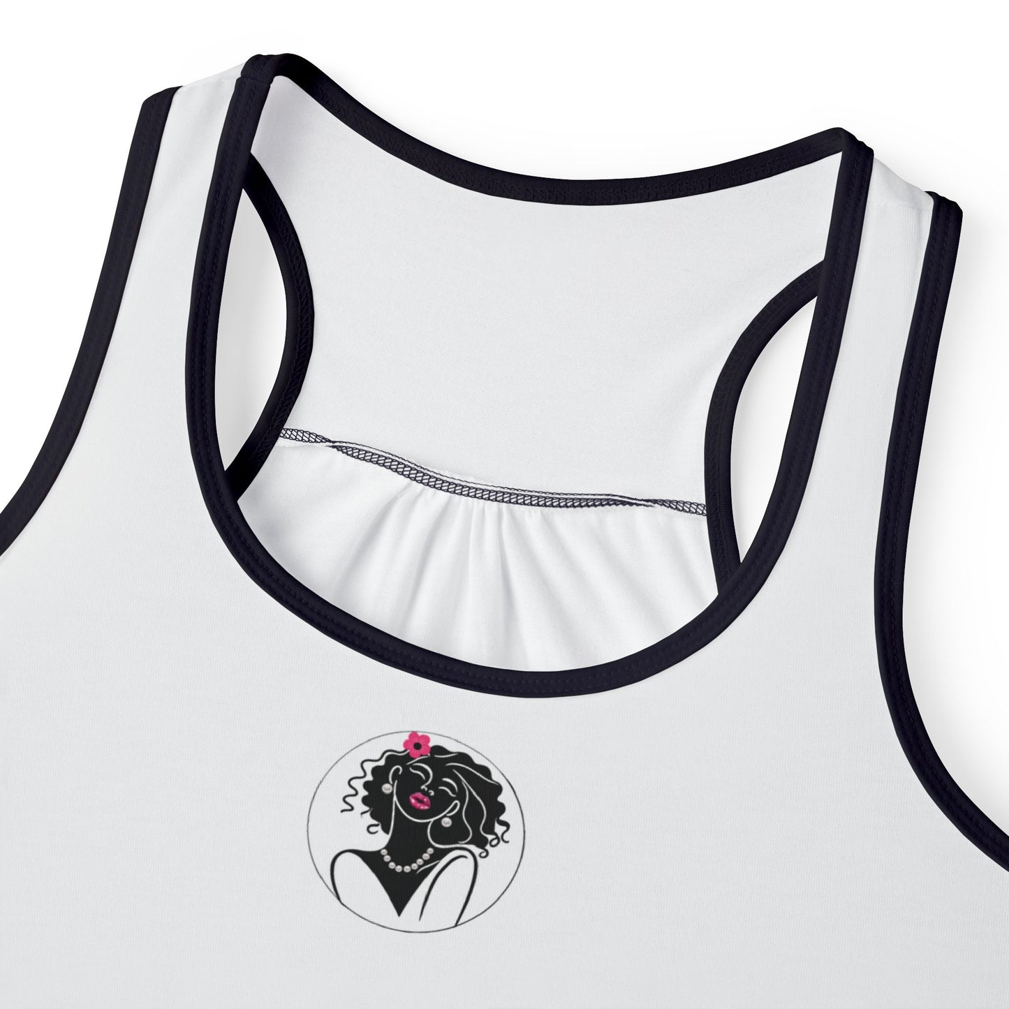 Pearls & Curls2 | White - Pink Pout Ringer Tank (black or white trim)