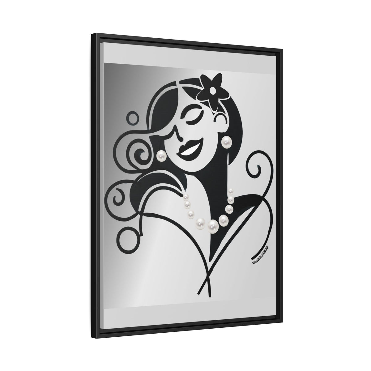 Pearls & Curls 4 | Black and White Framed Matte Canvas Wall Art (black or white frame)