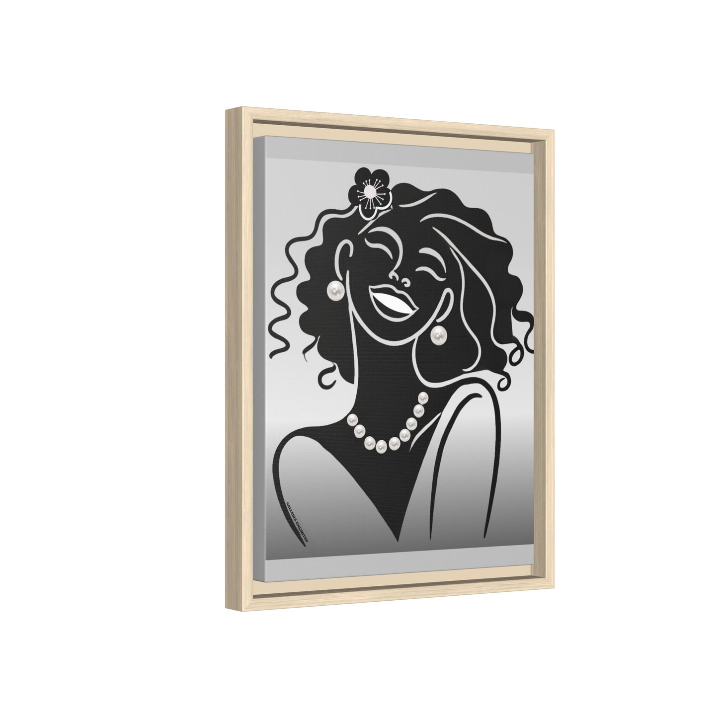Pearls & Curls 2 | Black and White Framed Matte Canvas Wall Art (black or white frame)
