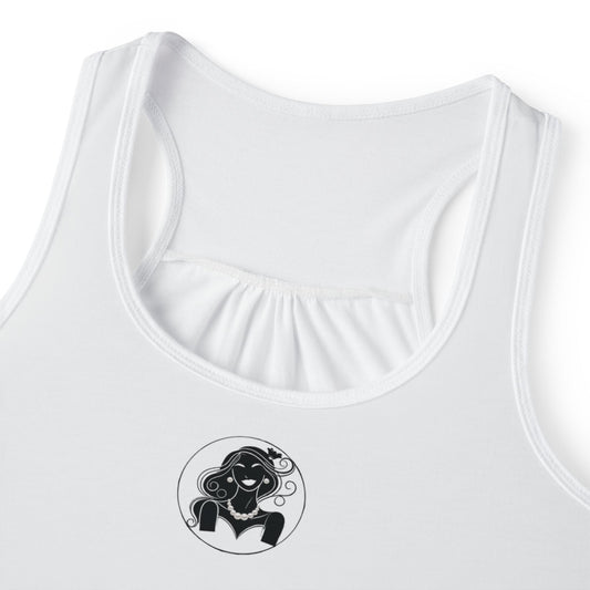Pearls & Curls1 | White - Plain Ringer Tank (black or white trim)