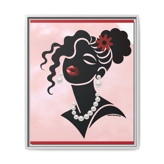 Pearls & Curls5 | Ruby Kiss - Framed Matte Canvas Art (black or white frame)