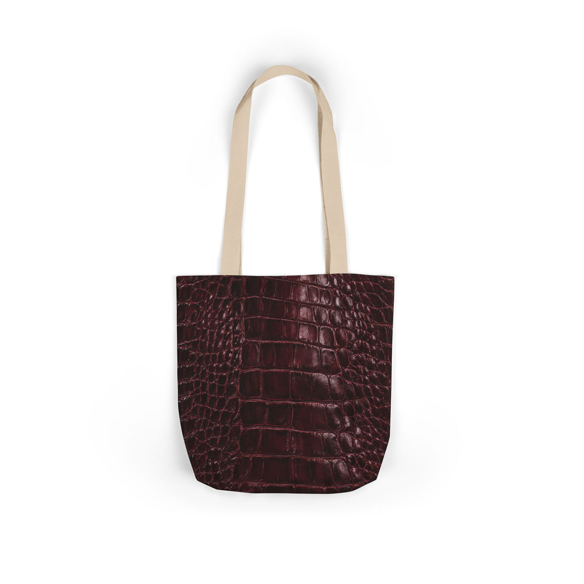 Alligator | Burgundy Print All-Over Pattern Tote Bag (non-textured printed fabric)