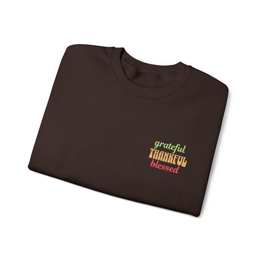 The Cozy Edit2 | Embroidered "Grateful - Thankful - Blessed" Crewneck Sweatshirt (multiple colors)