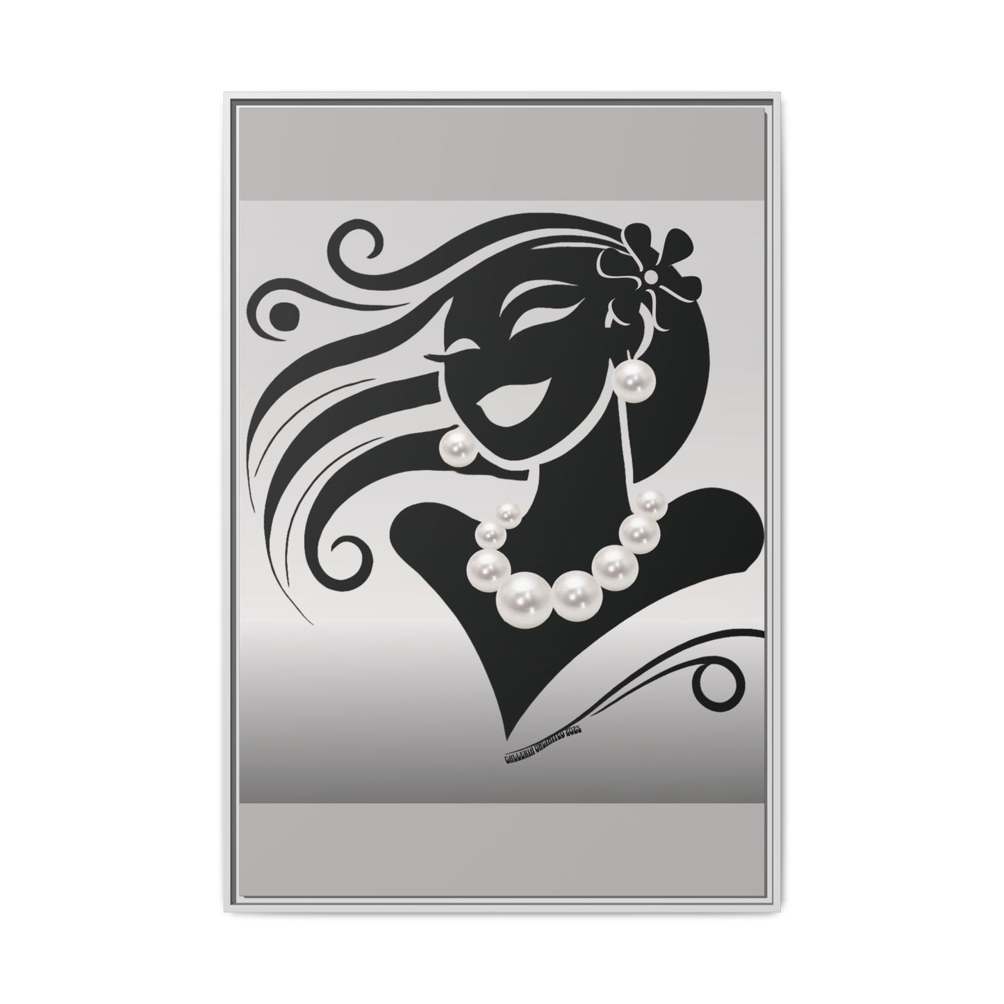 Pearls & Curls6 | Black and White - Framed Matte Canvas Art (black or white frame)
