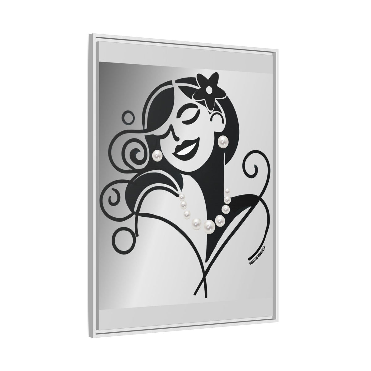Pearls & Curls 4 | Black and White Framed Matte Canvas Wall Art (black or white frame)