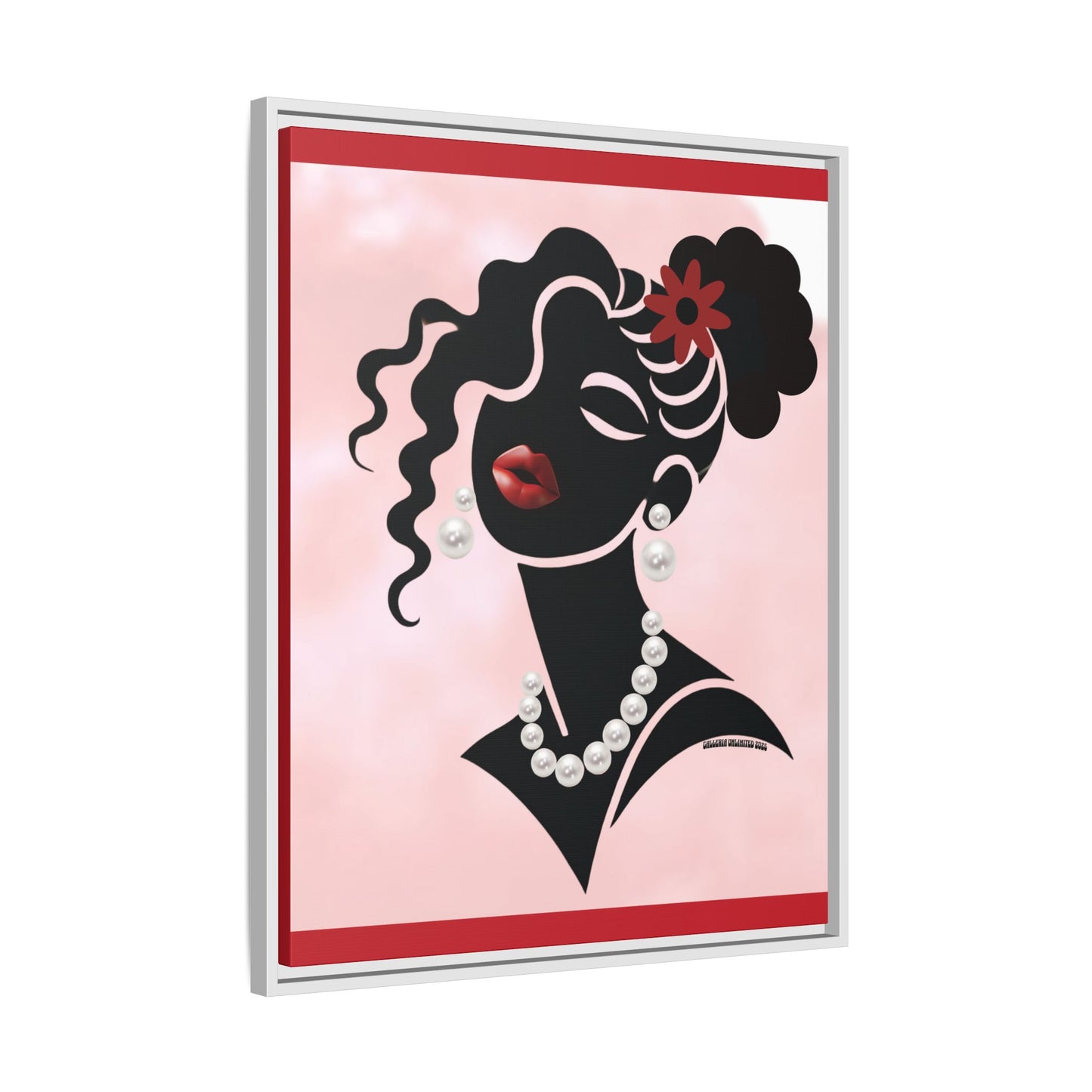 Pearls & Curls5 | Ruby Kiss - Framed Matte Canvas Art (black or white frame)
