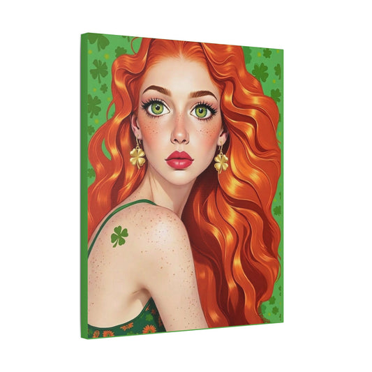 Clovers 4 | Shamrock Goddess, Stretched Satin Canvas Wall Art