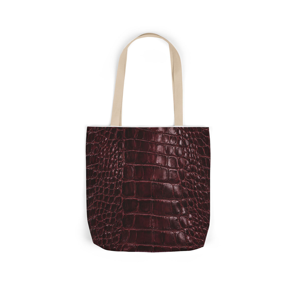 Alligator | Burgundy Print All-Over Pattern Tote Bag (non-textured printed fabric)