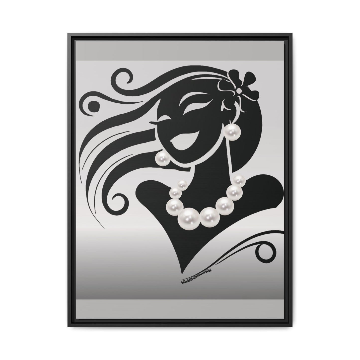 Pearls & Curls6 | Black and White - Framed Matte Canvas Art (black or white frame)