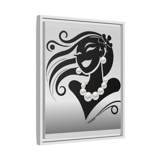 Pearls & Curls 6 | Black and White Framed Matte Canvas Wall Art (black or white frame)