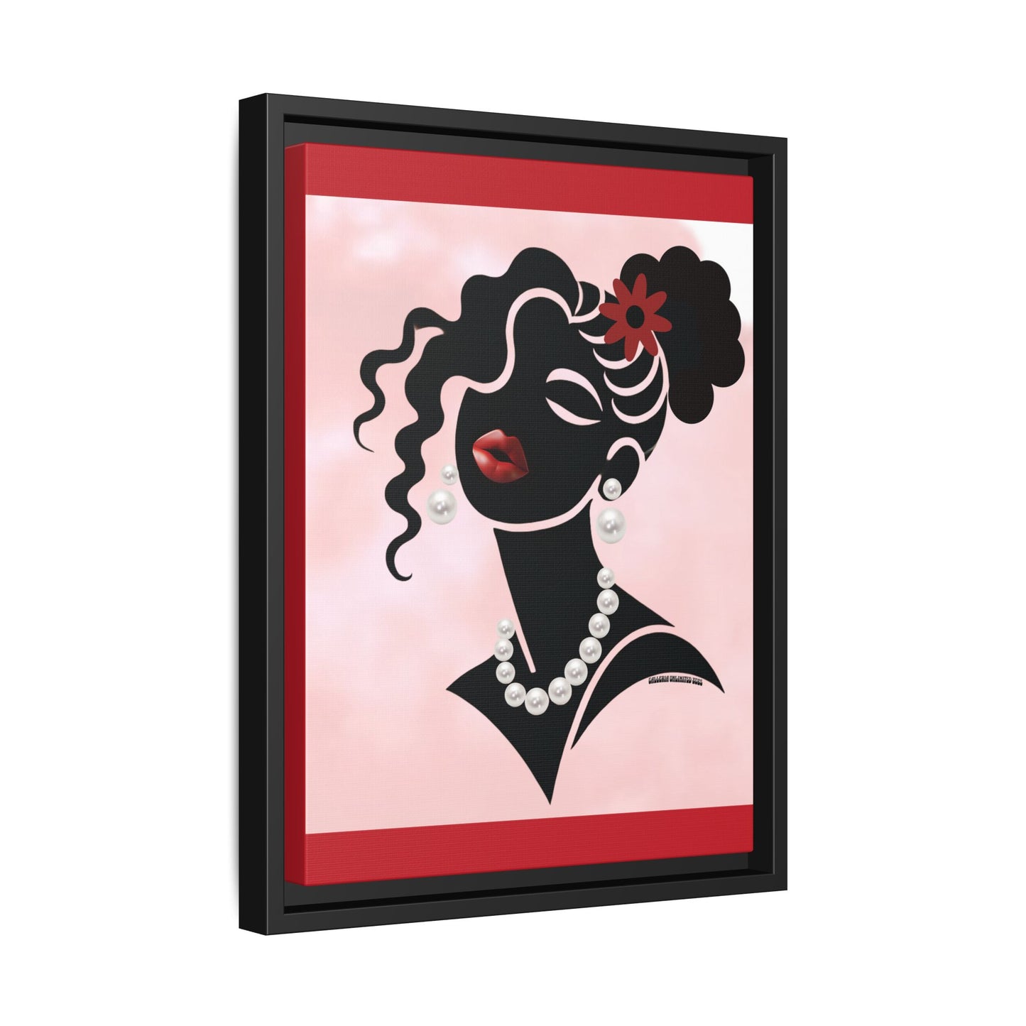 Pearls & Curls5 | Ruby Kiss - Framed Matte Canvas Art (black or white frame)