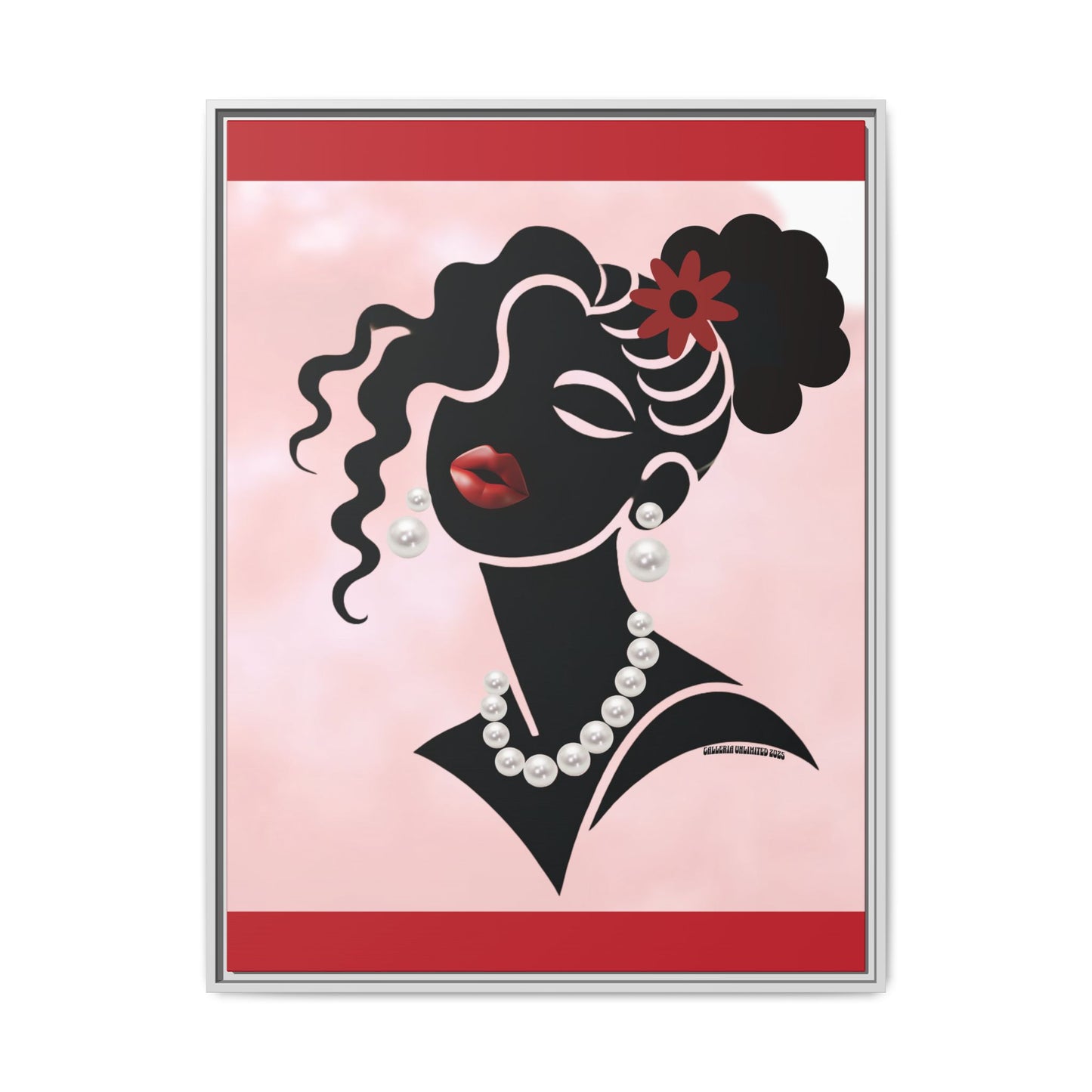 Pearls & Curls5 | Ruby Kiss - Framed Matte Canvas Art (black or white frame)