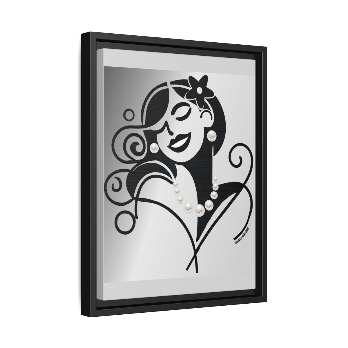 Pearls & Curls 4 | Black and White Framed Matte Canvas Wall Art (black or white frame)