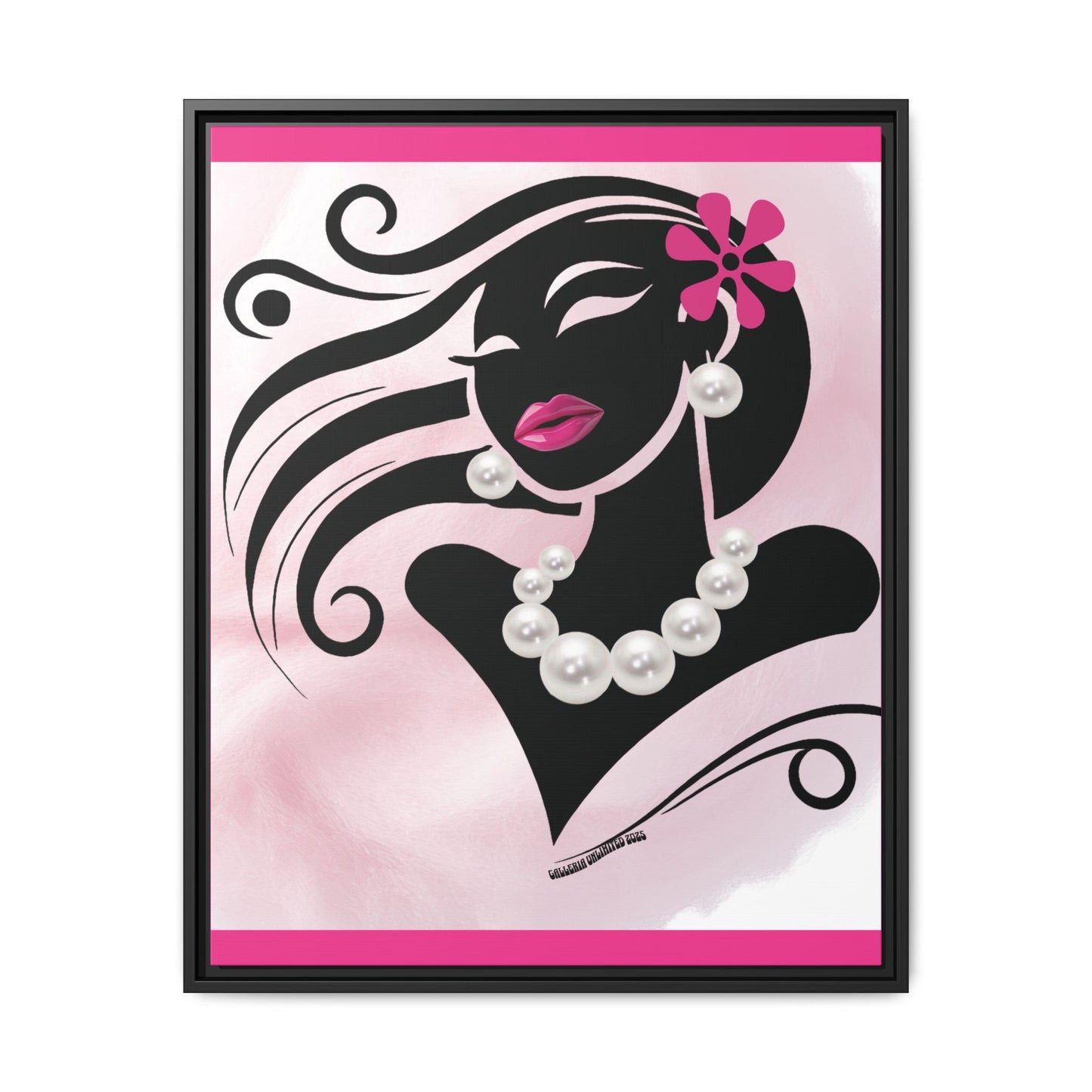 Pearls & Curls6 | Pink Pout - Framed Matte Canvas Art