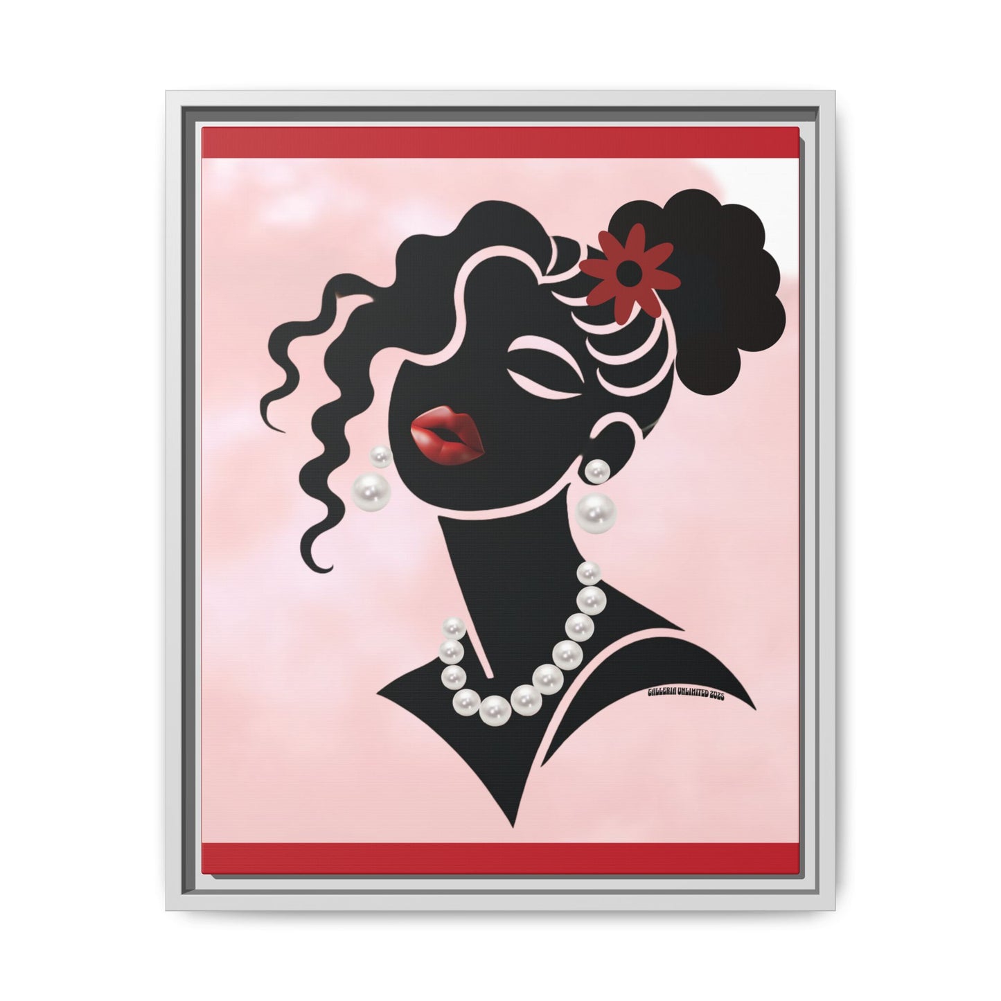 Pearls & Curls5 | Ruby Kiss - Framed Matte Canvas Art (black or white frame)