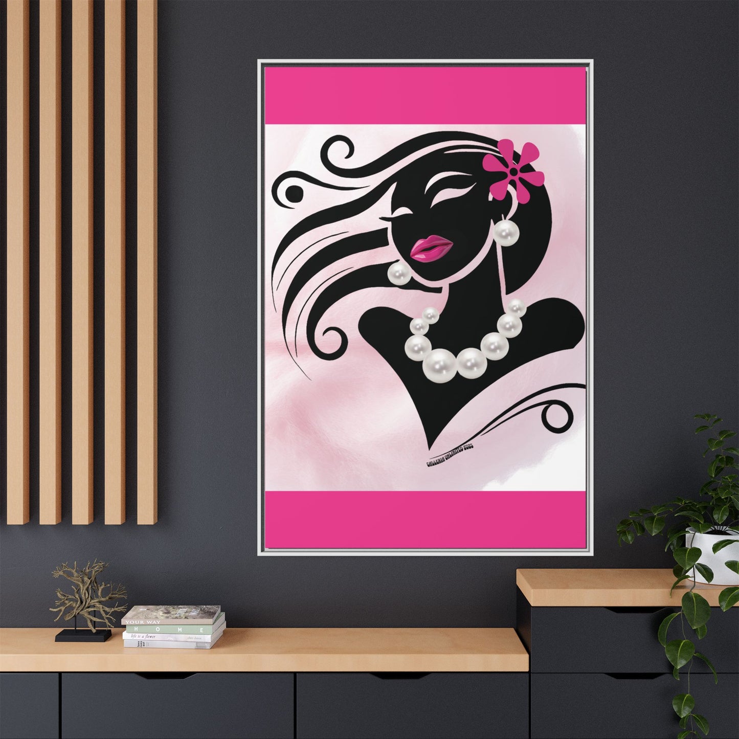 Pearls & Curls6 | Pink Pout - Framed Matte Canvas Art