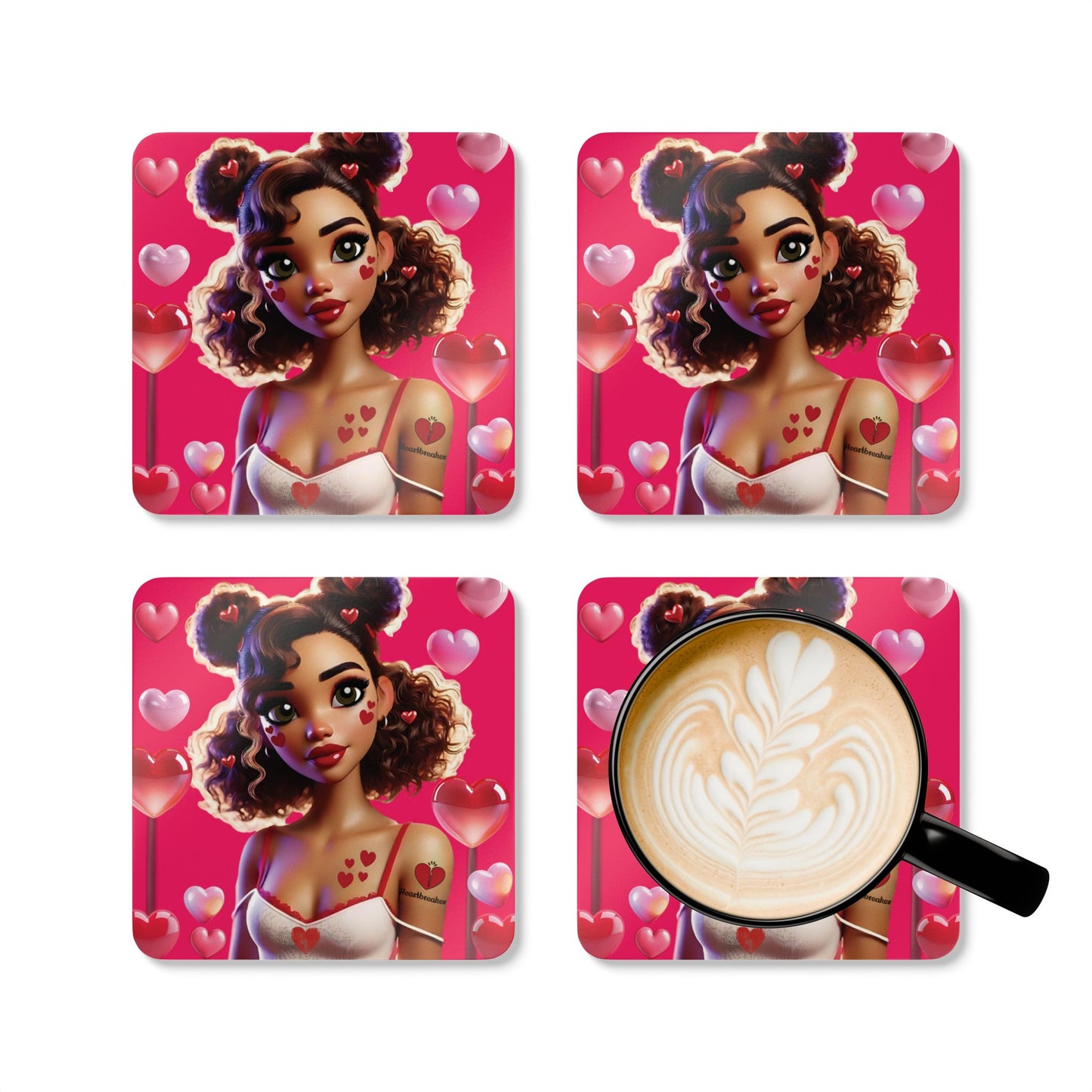 Heartbreaker 2 | Watermelon Corkwood Coaster Set