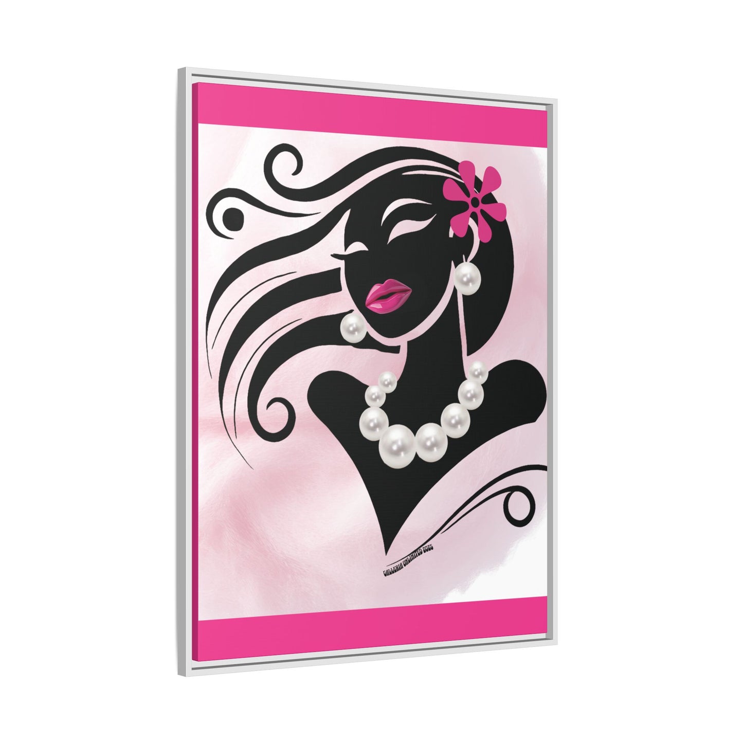 Pearls & Curls6 | Pink Pout - Framed Matte Canvas Art