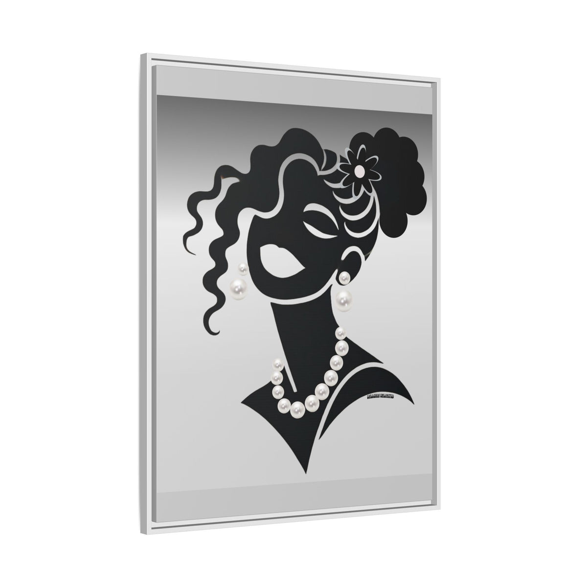 Pearls & Curls 5 | Black and White Framed Matte Canvas Wall Art (black or white frame)