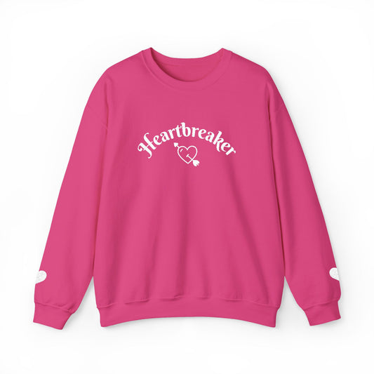 Heartbreaker 0 | White Embroidered Heartbreaker Crewneck Sweatshirt