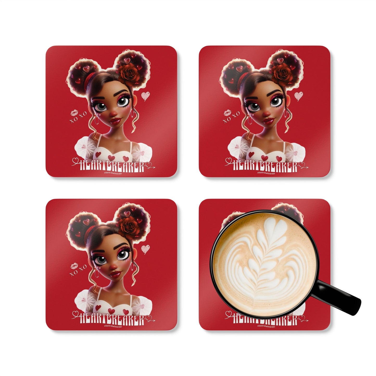 Heartbreaker 3 | Cherry Corkwood Coaster Set