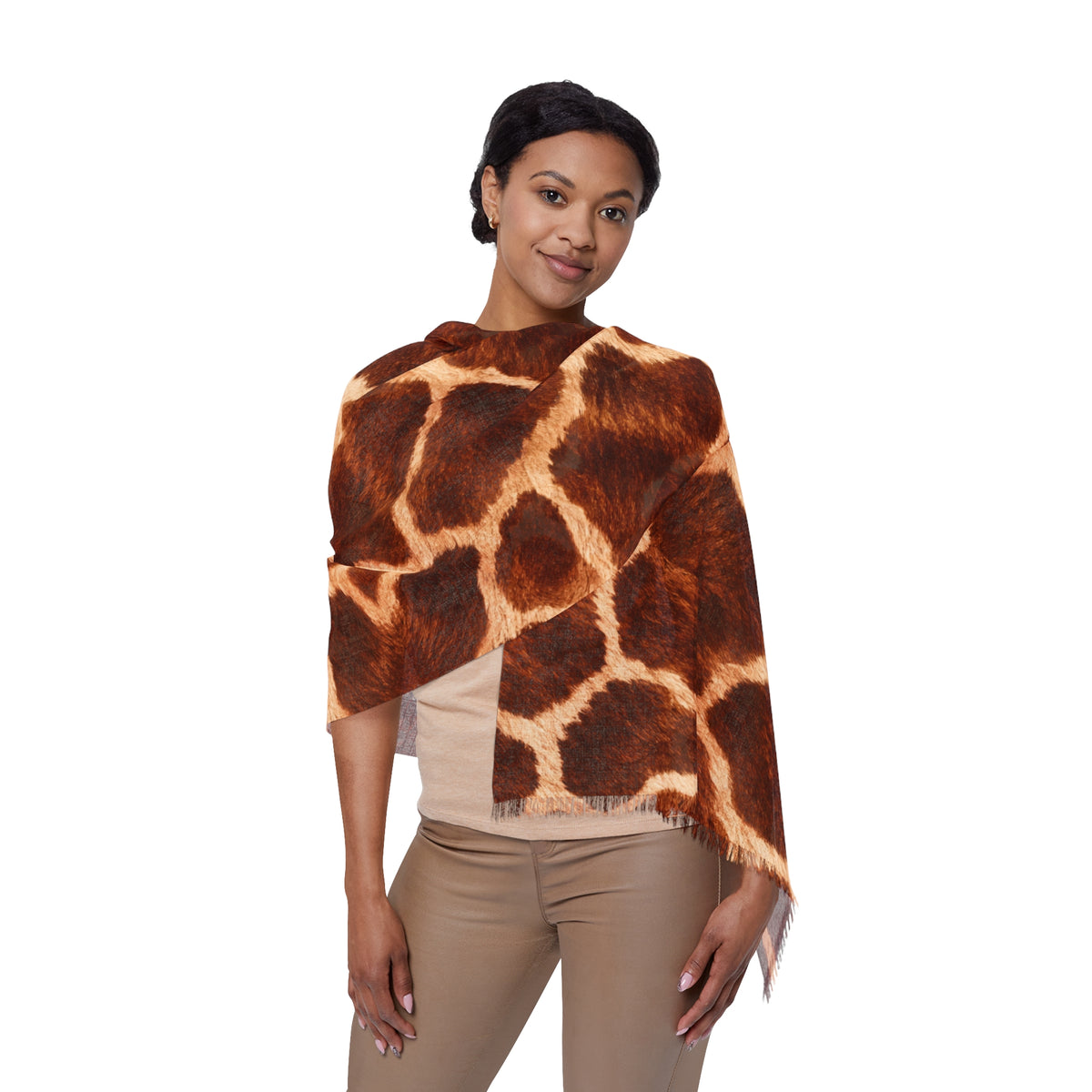 Giraffe | Giraffe Print Lightweight Scarf — Sheer Animal Print Fashion Scarf