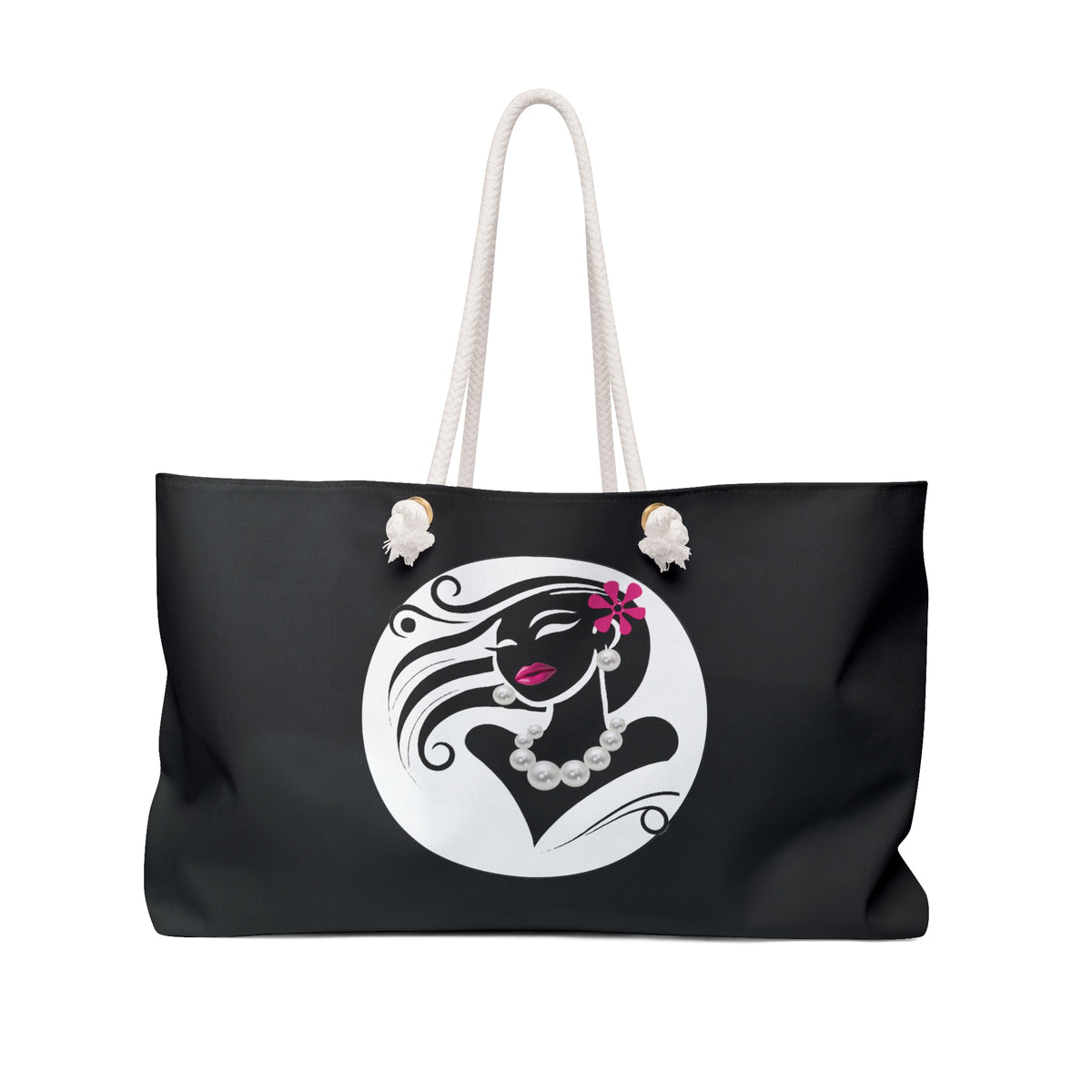 Pearls & Curls 6 | Black Double-Sided Weekender Bag