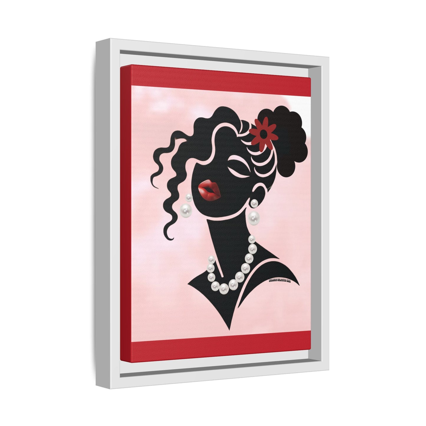 Pearls & Curls5 | Ruby Kiss - Framed Matte Canvas Art (black or white frame)