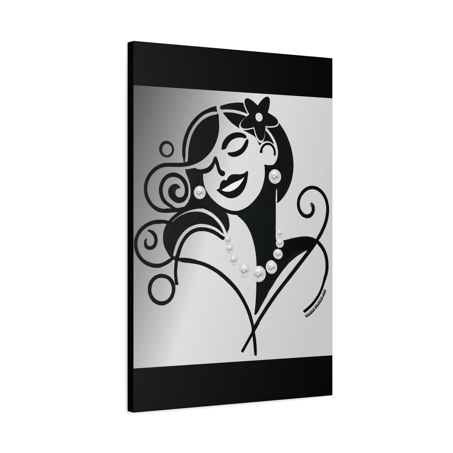 Pearls & Curls4 | Black and White Matte Canvas Print