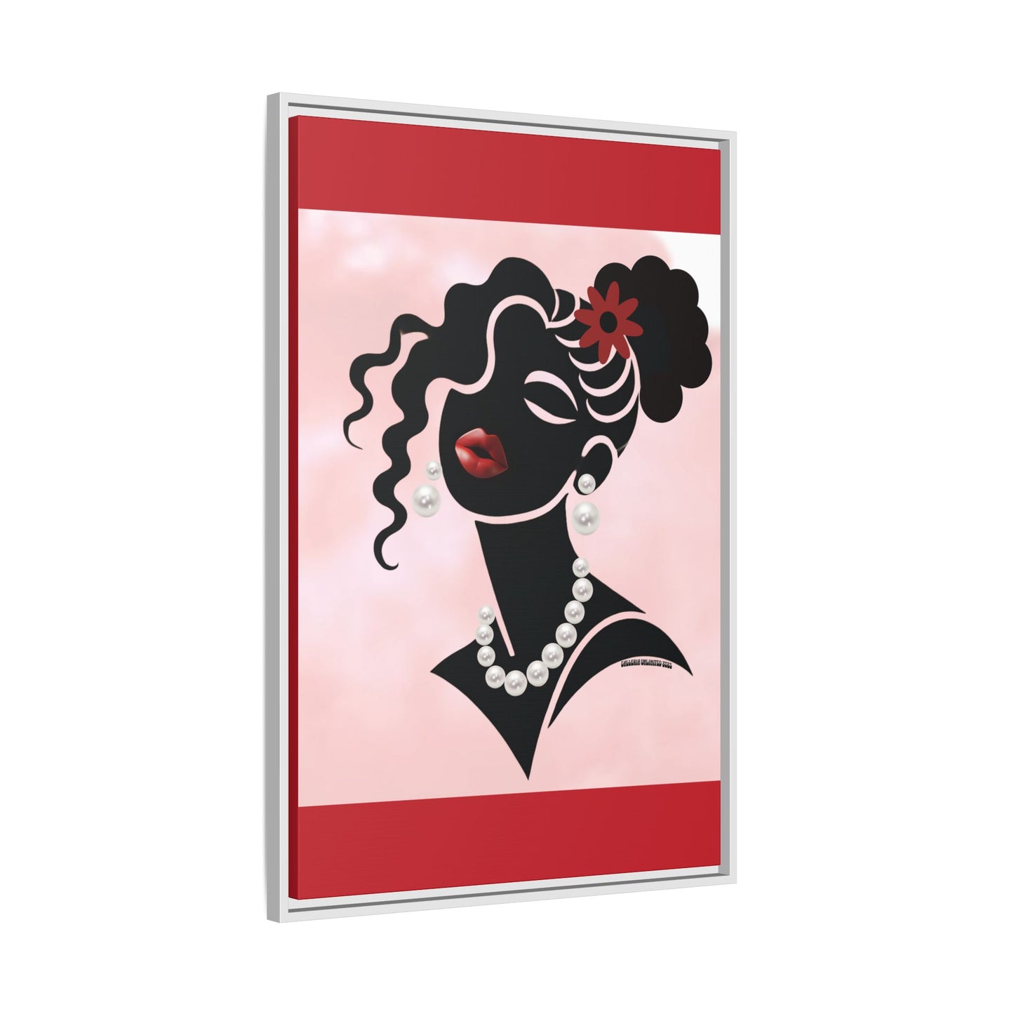 Pearls & Curls5 | Ruby Kiss - Framed Matte Canvas Art (black or white frame)