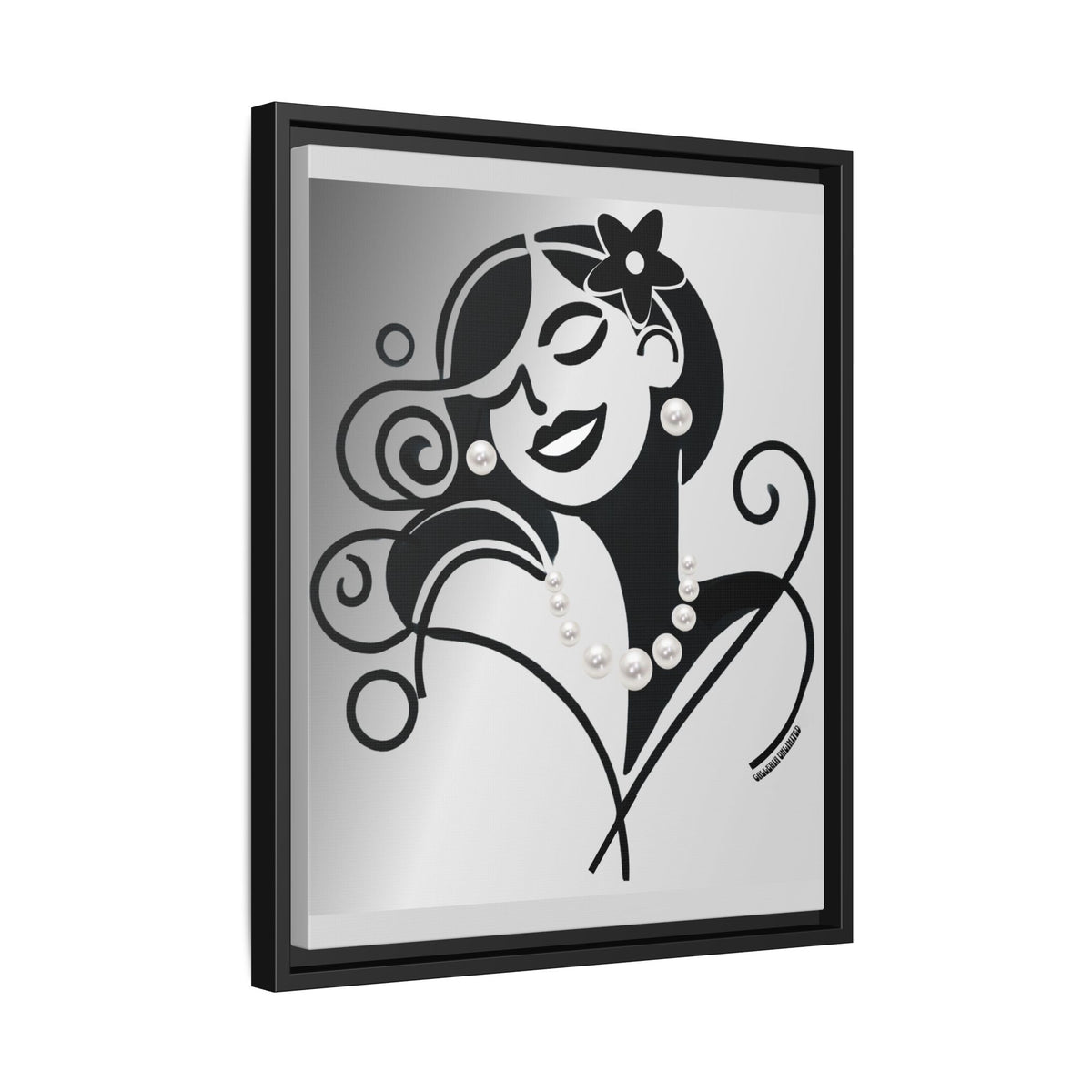 Pearls & Curls 4 | Black and White Framed Matte Canvas Wall Art (black or white frame)