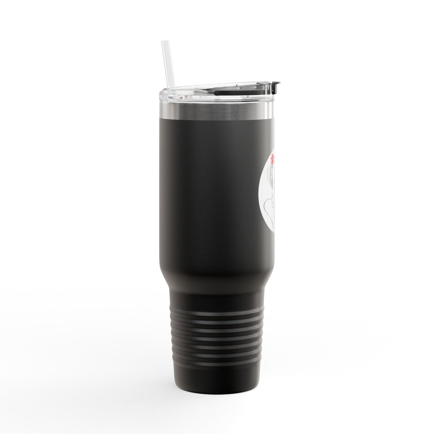 Pearls & Curls3 | Ruby Kiss - Insulated Travel Mug, 40oz (black, white, or red)