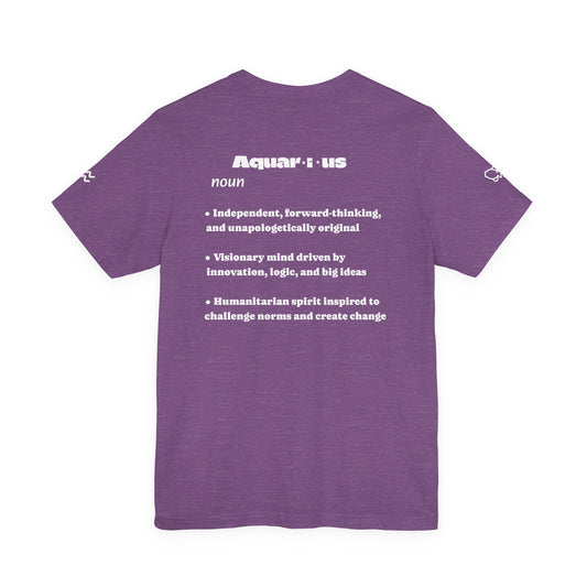 Aquarius | Word Art Graphic Tee (amethyst)-"Aquarius" Definition on Back