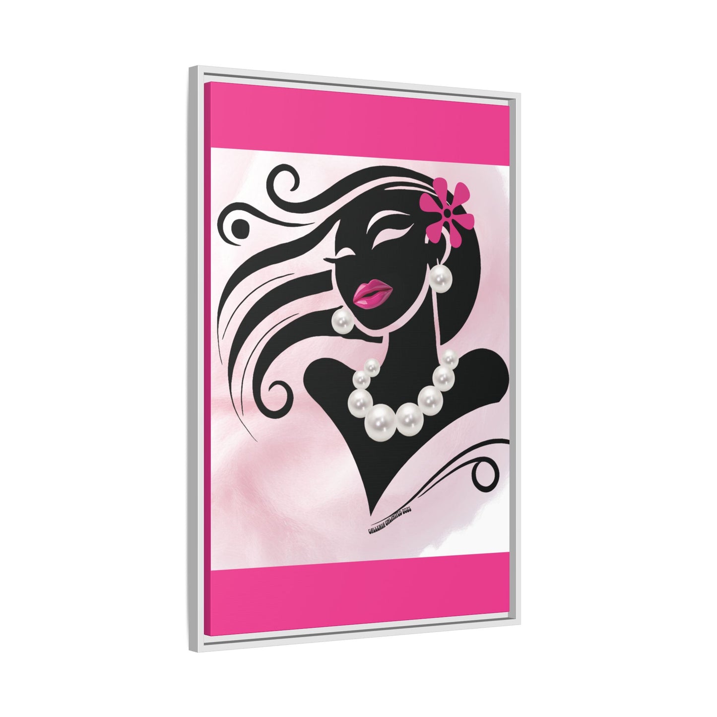 Pearls & Curls6 | Pink Pout - Framed Matte Canvas Art