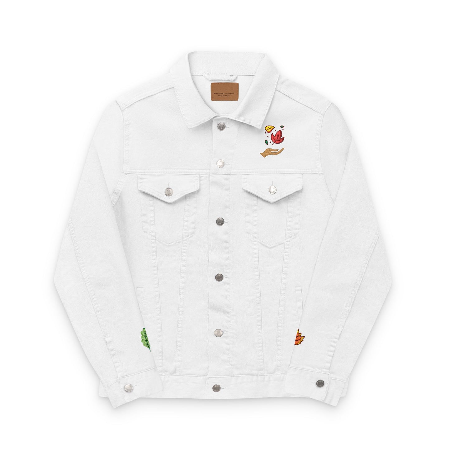 The Cozy Edit1 - Embroidered Denim Jacket (classic, black, and white denim)