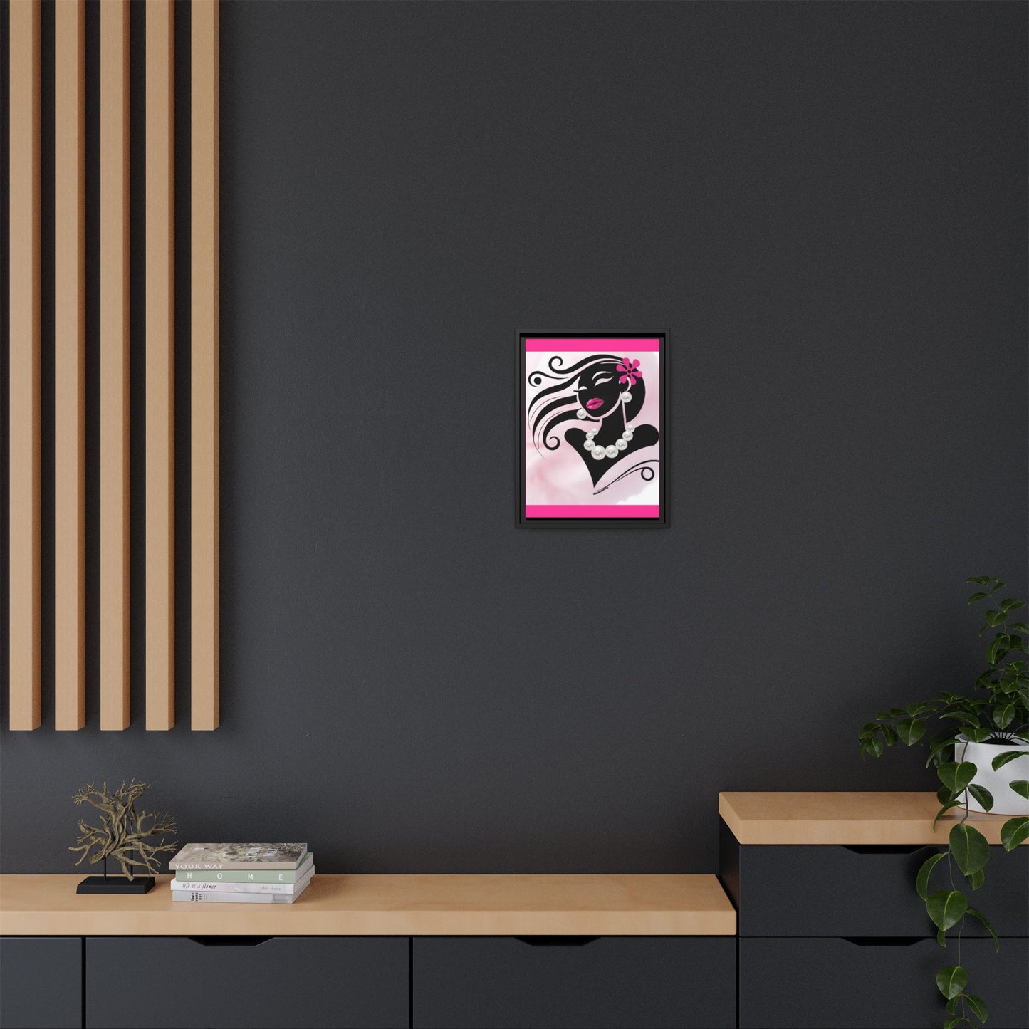 Pearls & Curls 6 | Candy Kiss Framed Matte Canvas Wall Art (black or white frame)