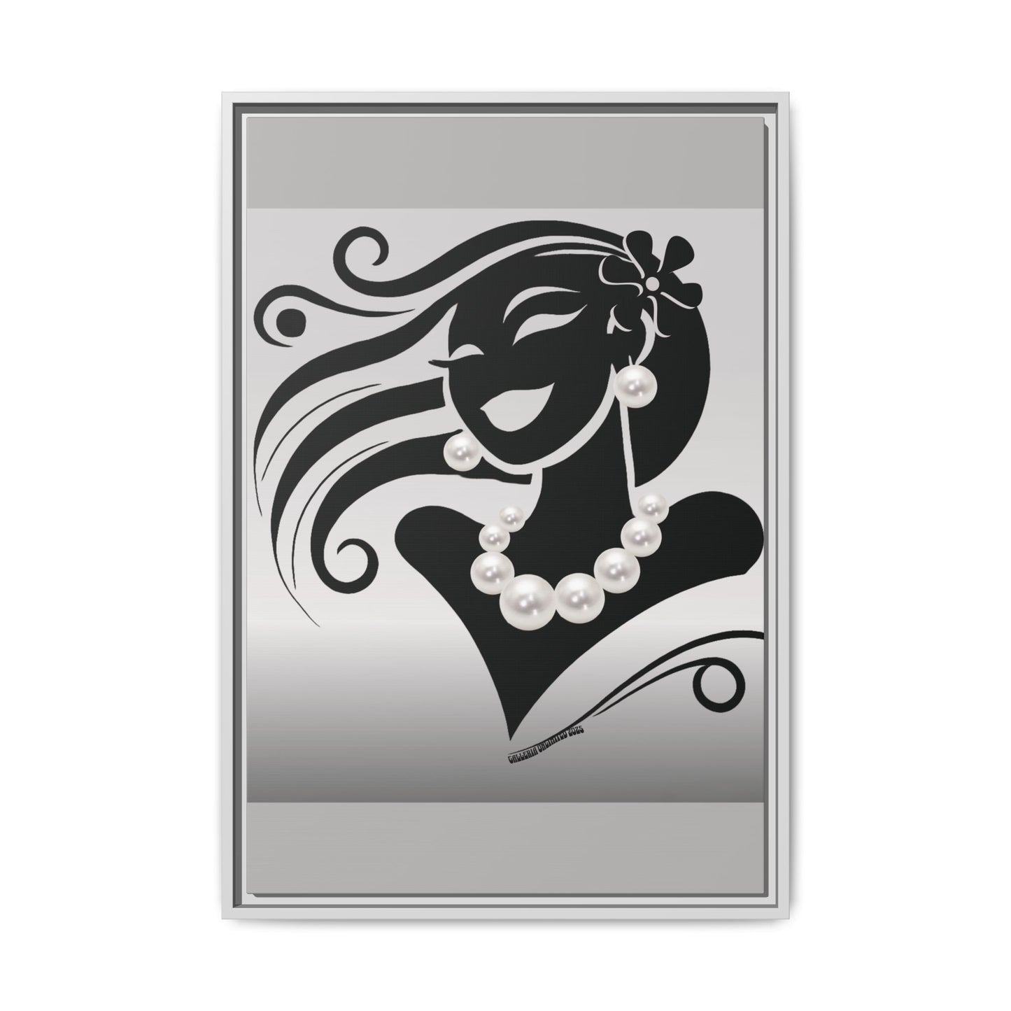Pearls & Curls6 | Black and White - Framed Matte Canvas Art (black or white frame)