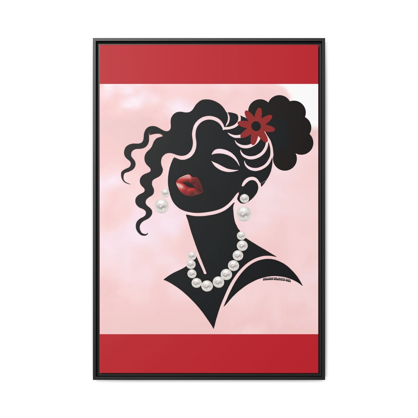 Pearls & Curls5 | Ruby Kiss - Framed Matte Canvas Art (black or white frame)