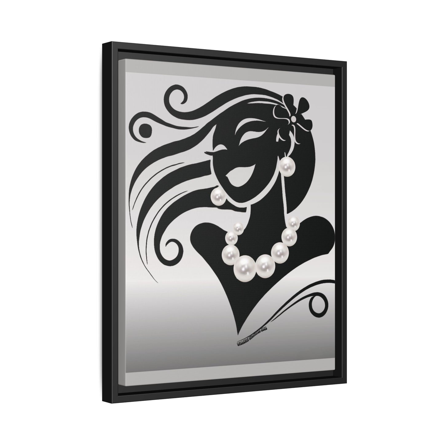 Pearls & Curls6 | Black and White - Framed Matte Canvas Art (black or white frame)