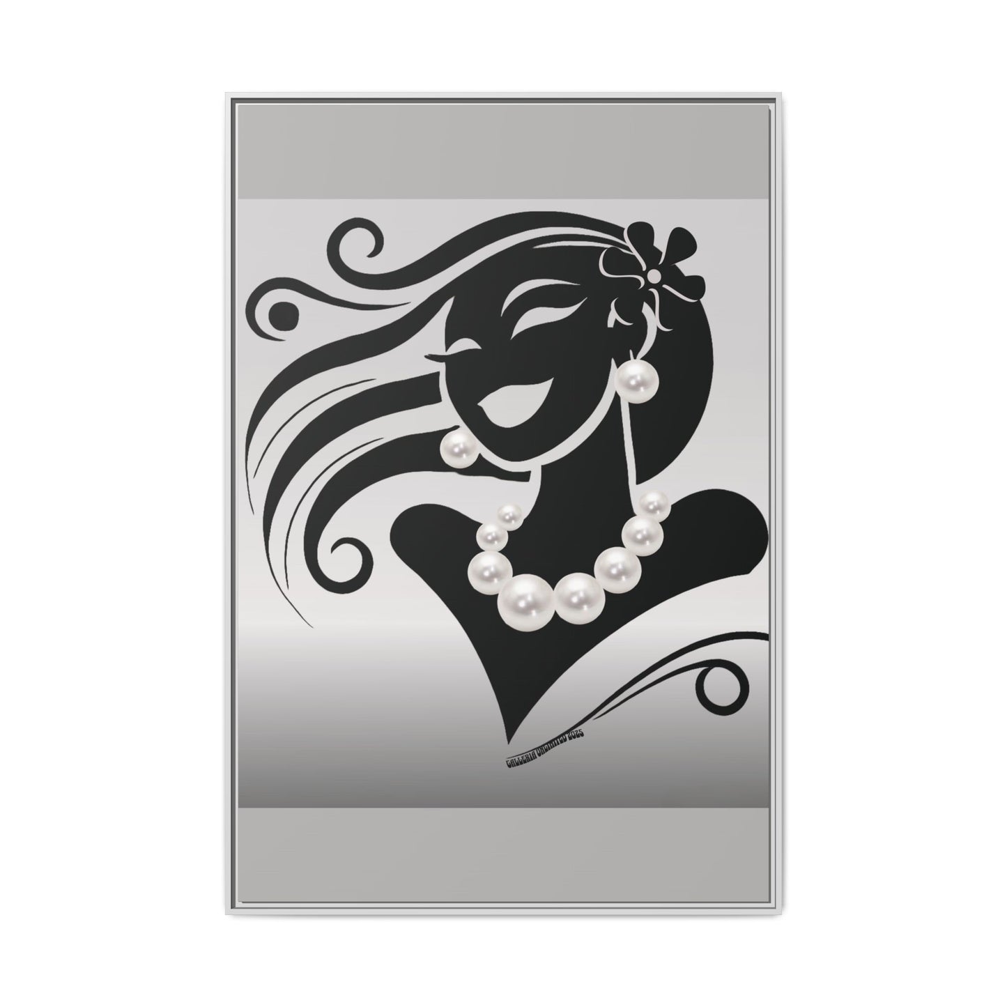 Pearls & Curls6 | Black and White - Framed Matte Canvas Art (black or white frame)