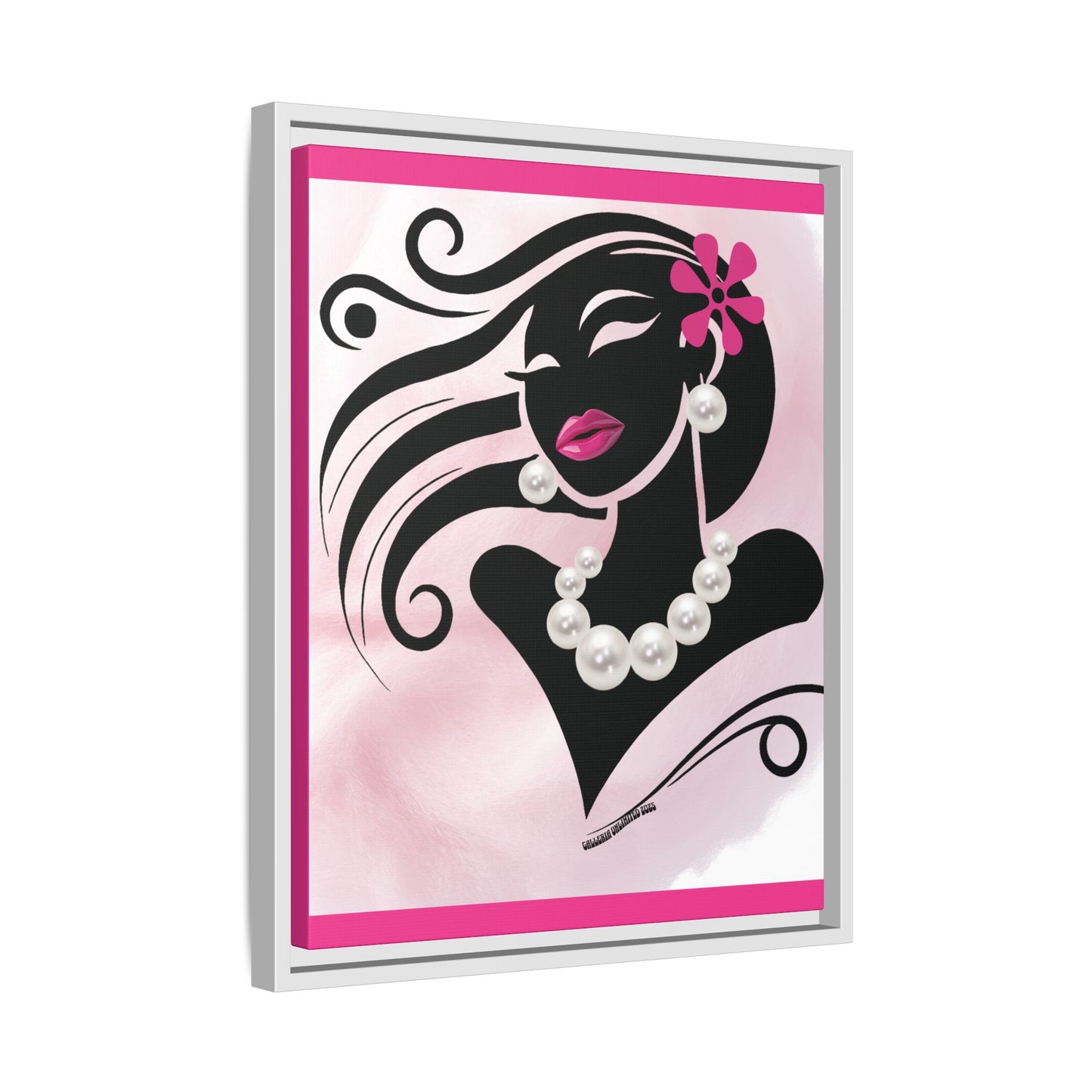 Pearls & Curls6 | Pink Pout - Framed Matte Canvas Art