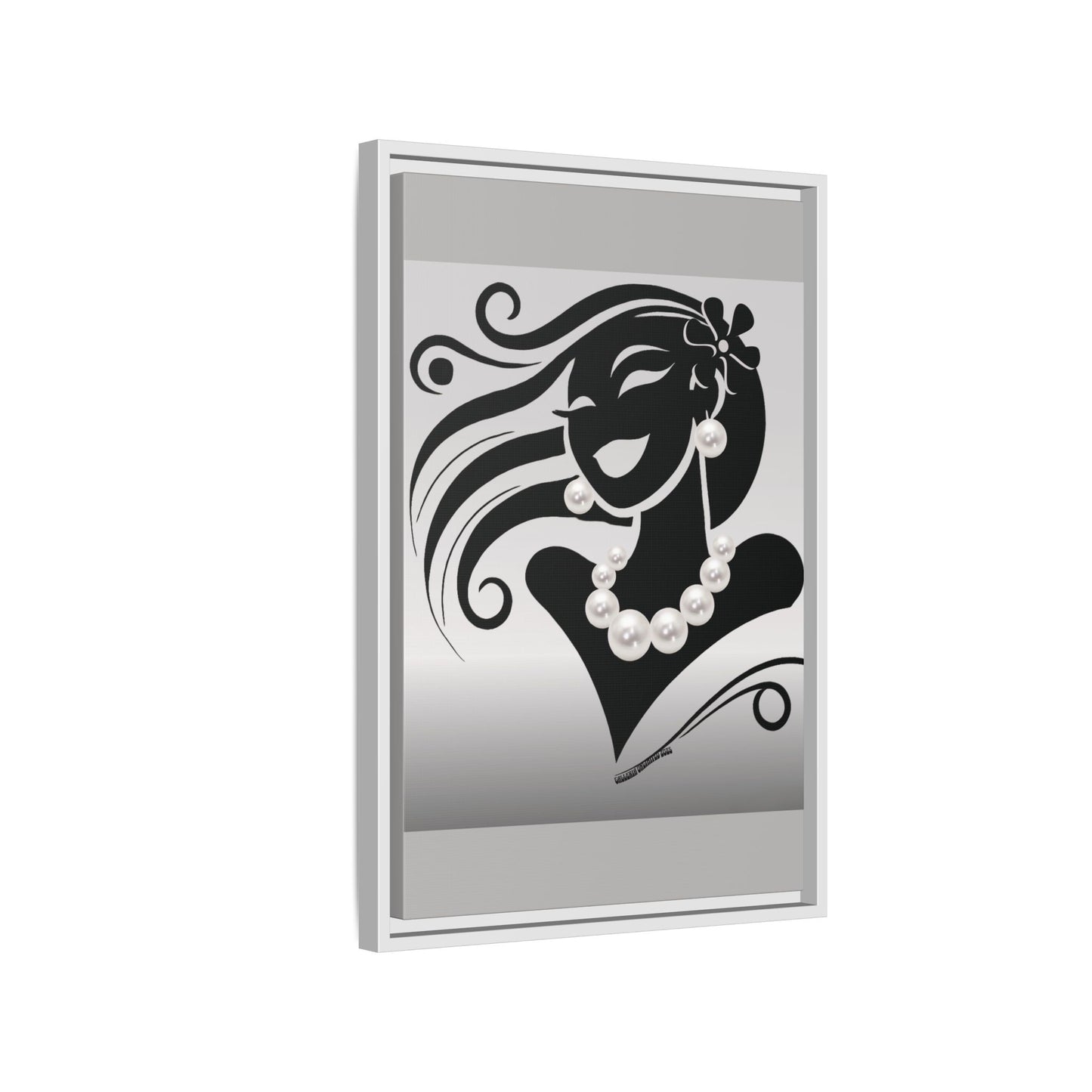 Pearls & Curls6 | Black and White - Framed Matte Canvas Art (black or white frame)