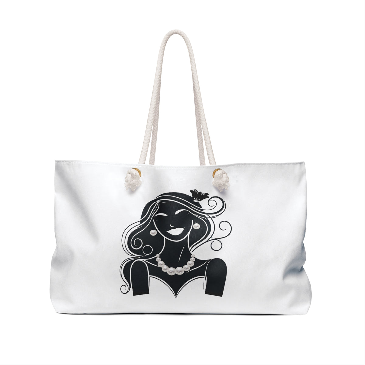 Pearls & Curls 1 | White Double-Sided Weekender Bag