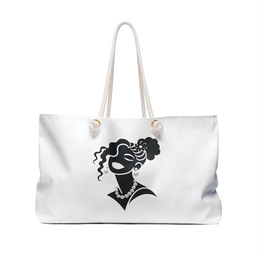 Pearls & Curls5 | White - Two-Sided Weekender Bag