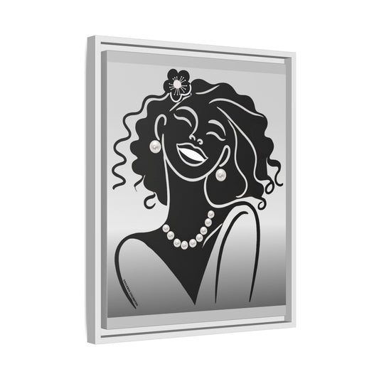 Pearls & Curls 2 | Black and White Framed Matte Canvas Wall Art (black or white frame)