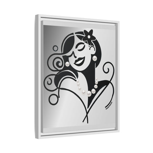 Pearls & Curls 4 | Black and White Framed Matte Canvas Wall Art (black or white frame)
